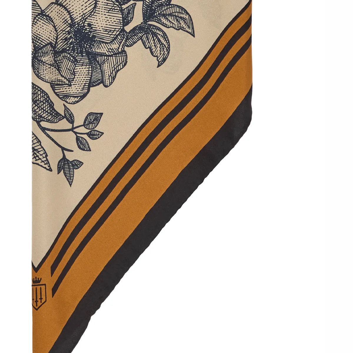 Mannington Silk Scarf - Off White/Navy/Orange