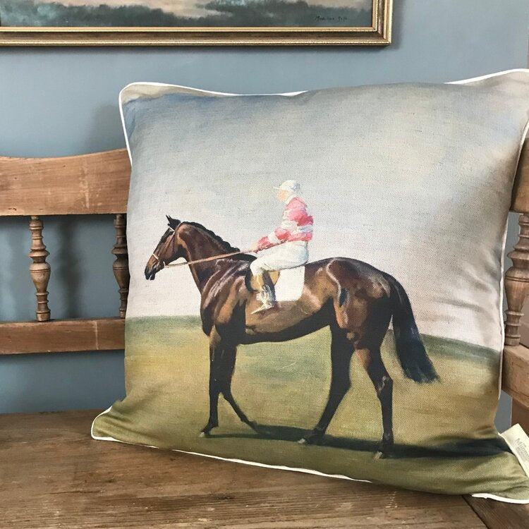 Large Square Cushion - Jockey in Pink