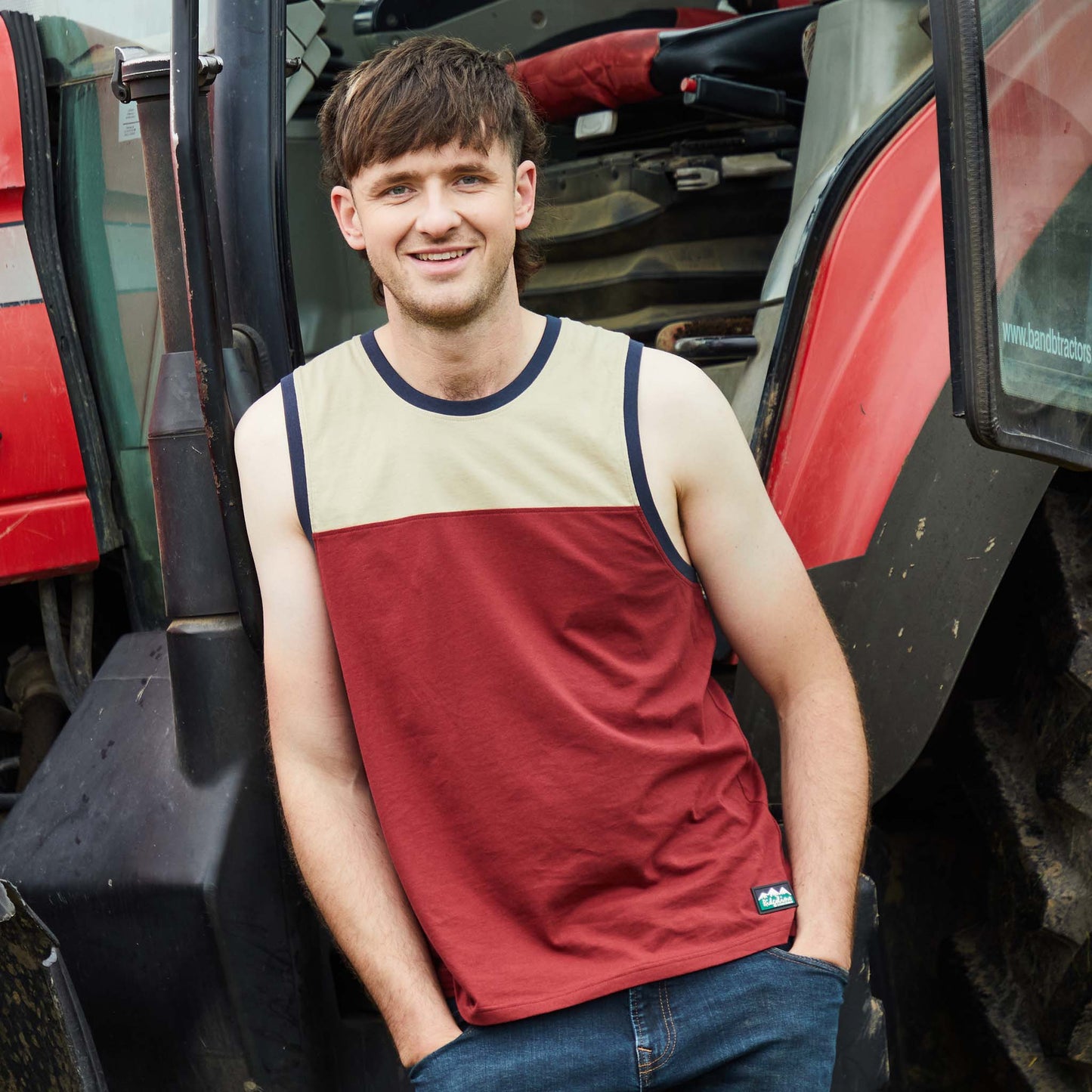 Unisex Backslider Singlet Top - Rhubarb Multi