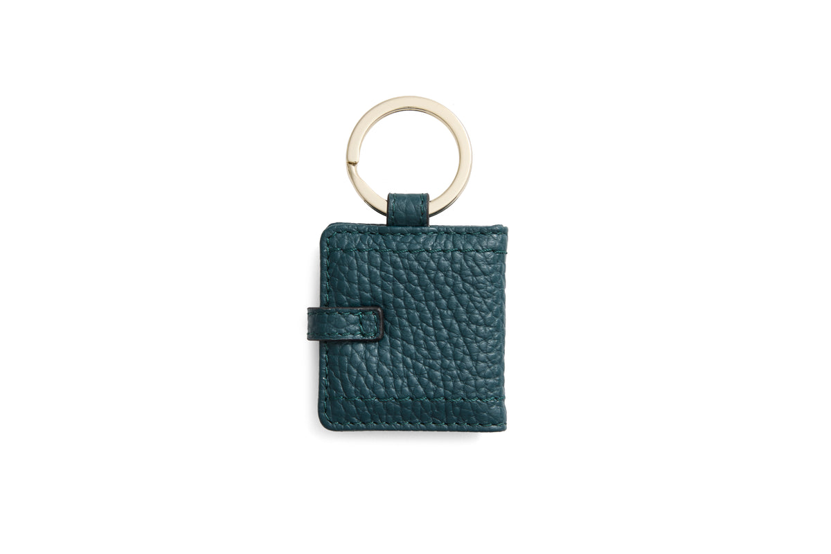 Photo Holder Key Ring Teal Leather