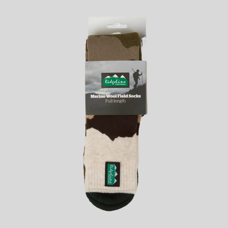 Merino Wool Socks Full Length - Olive Stripe