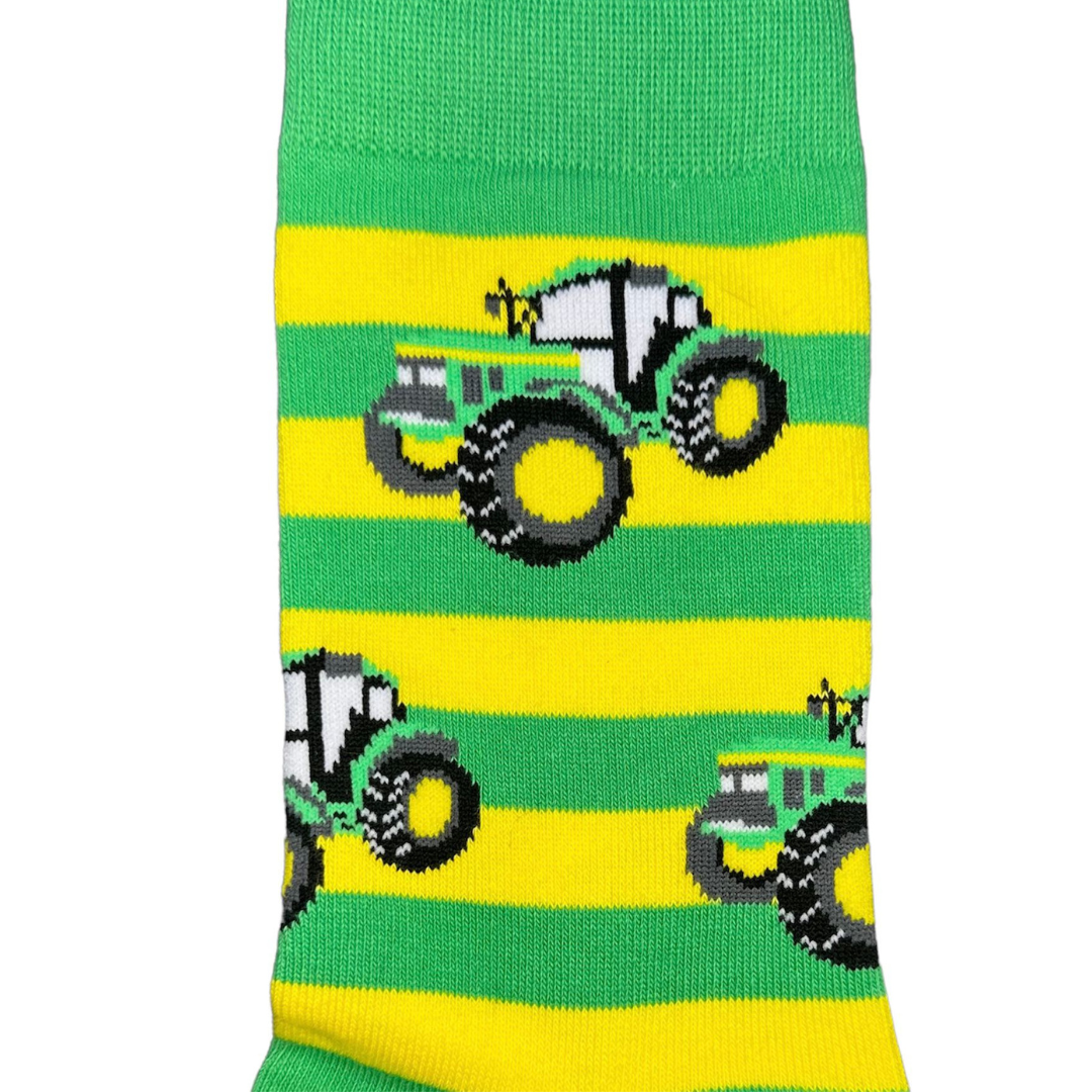 Green & Yellow Tractor Socks - Children's