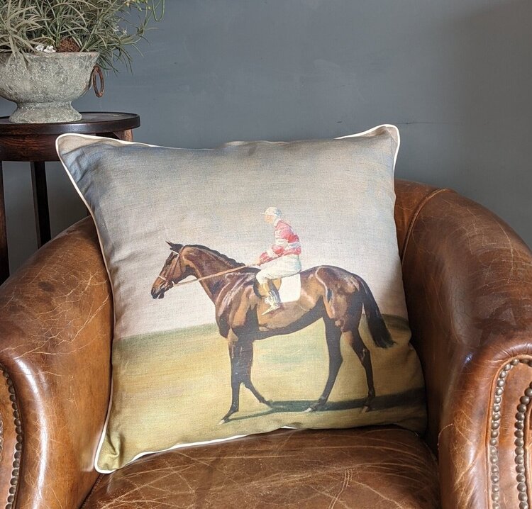 Large Square Cushion - Jockey in Pink