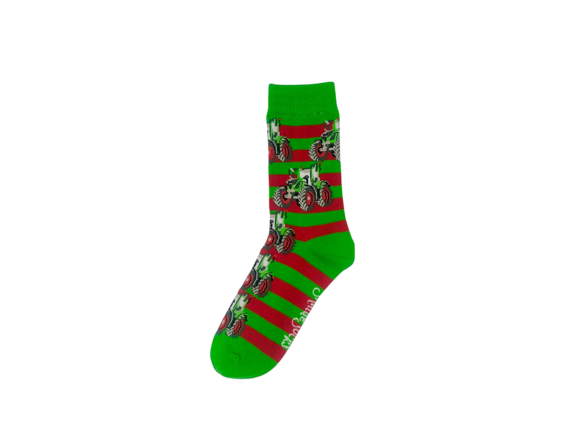 Green/Red Tractor Socks - Children's
