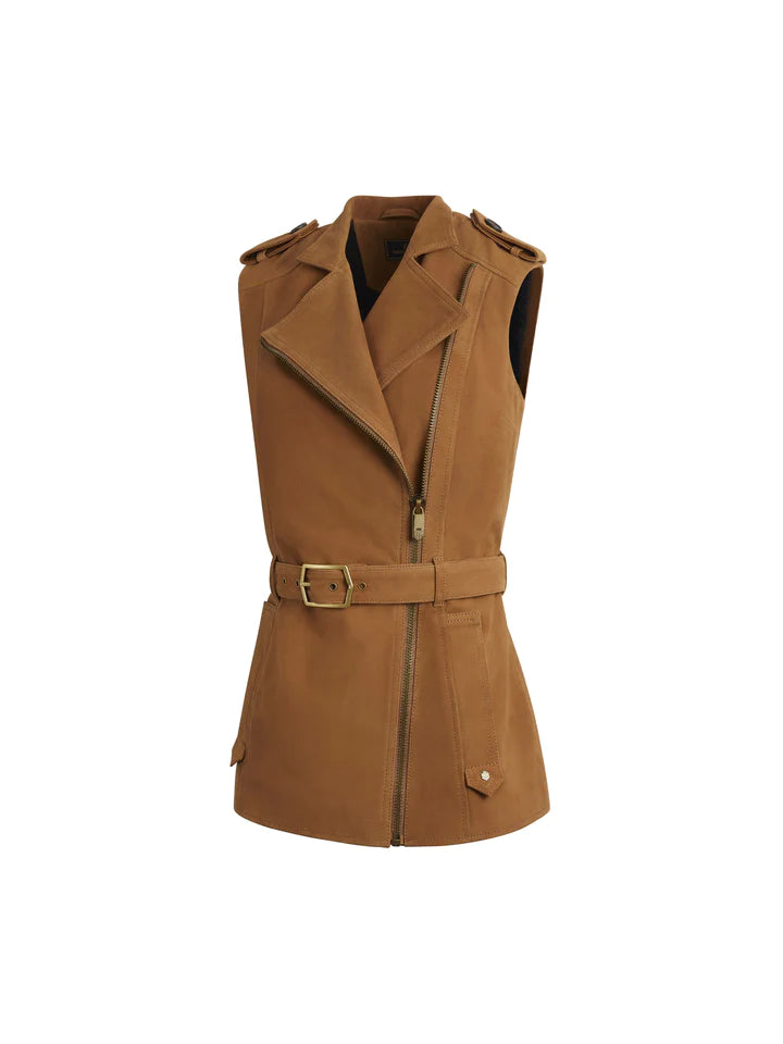 The Primrose Gilet - Tan Suede