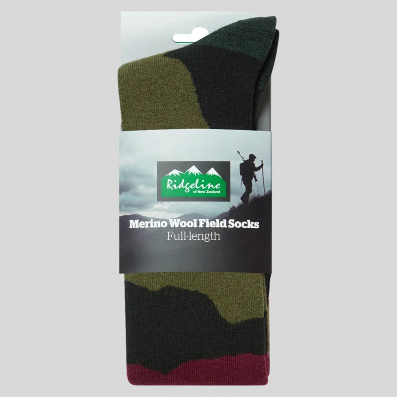 Merino Wool Socks Full Length - Berry Stripe