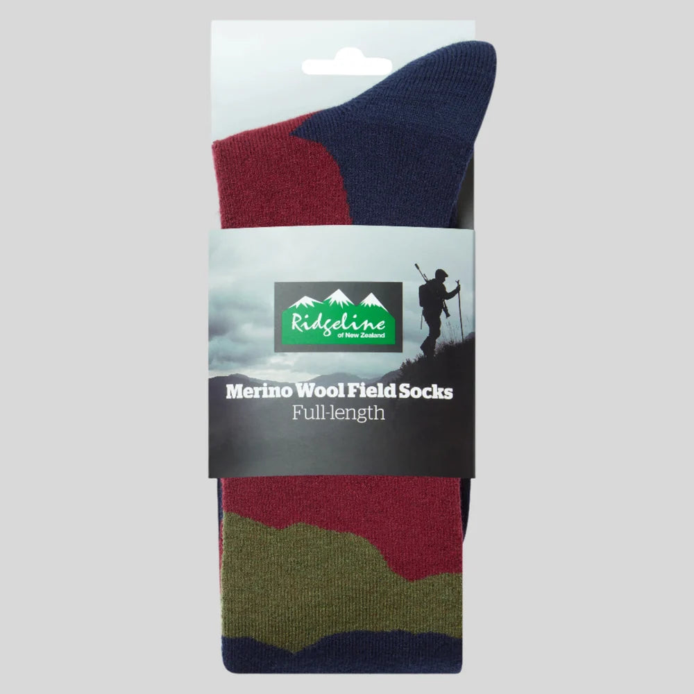 Merino Wool Socks Full Length - Navy Stripe