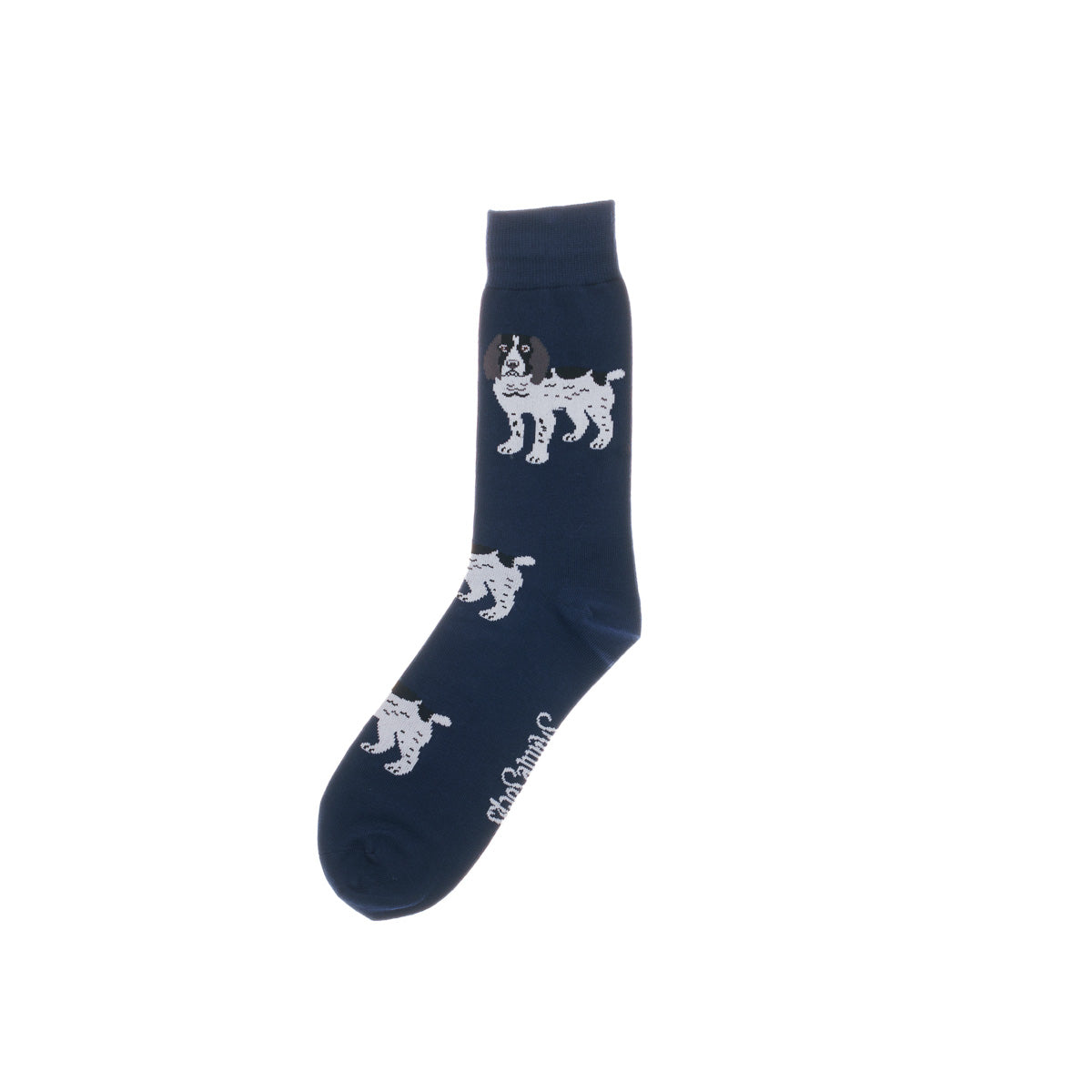Navy Black & White Spaniel Socks - Adult