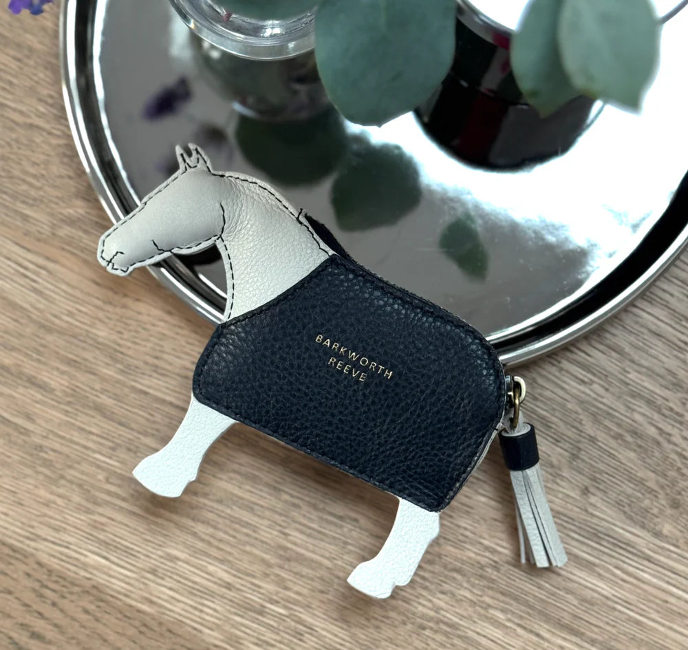 Pony Coin Purse - Light Grey & Navy