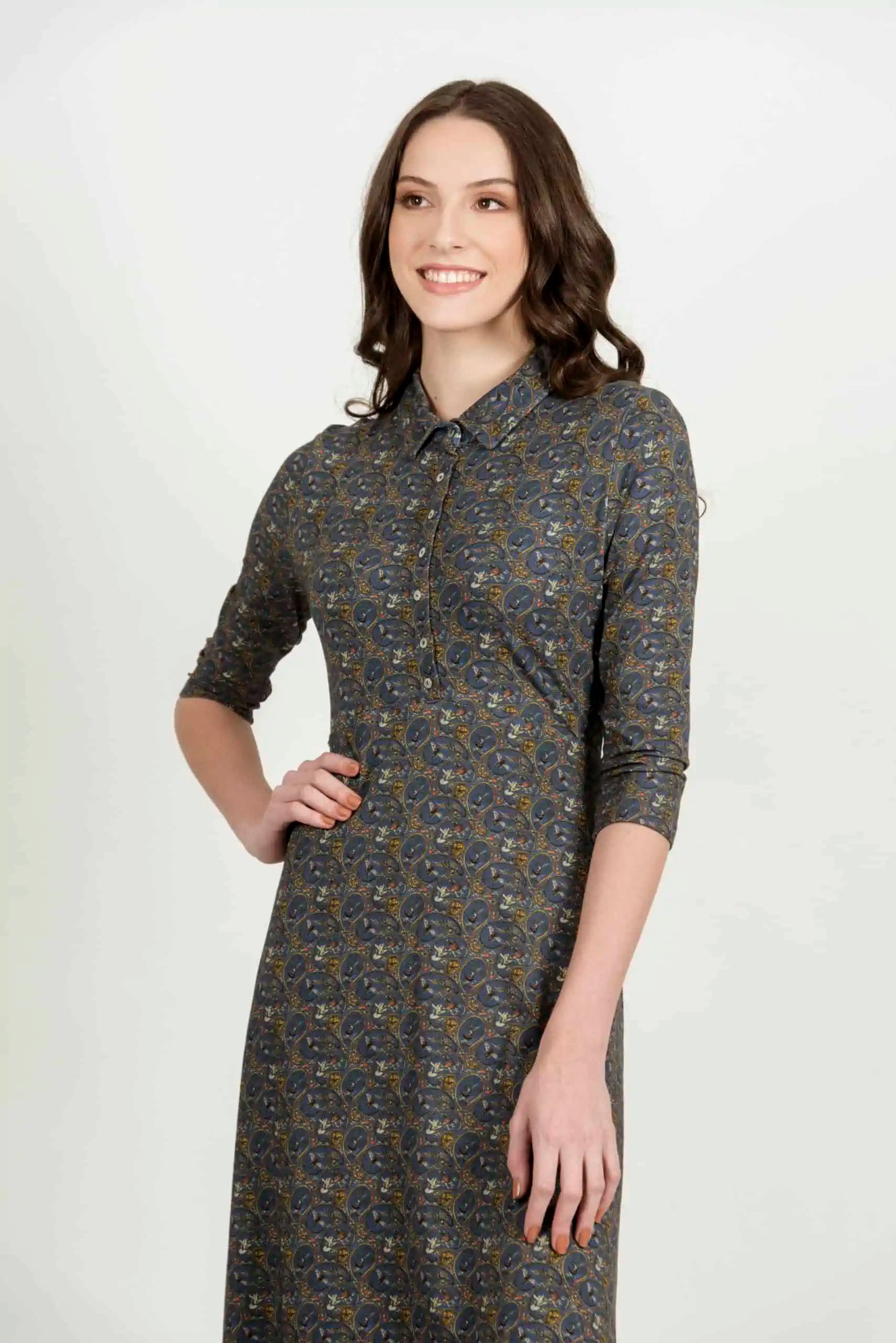 Sophie Dress - Navy Paisley Pheasants