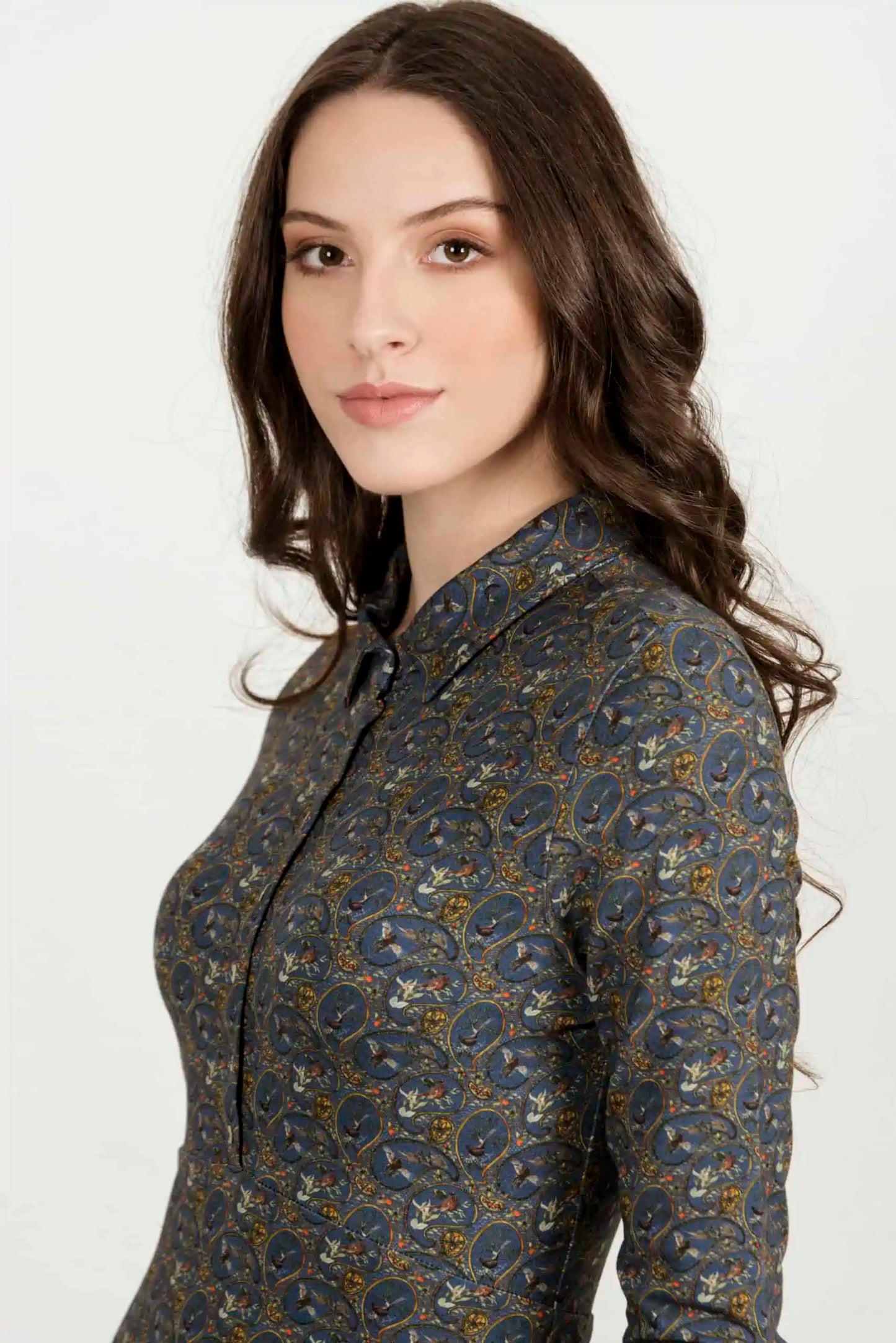 Sophie Dress - Navy Paisley Pheasants