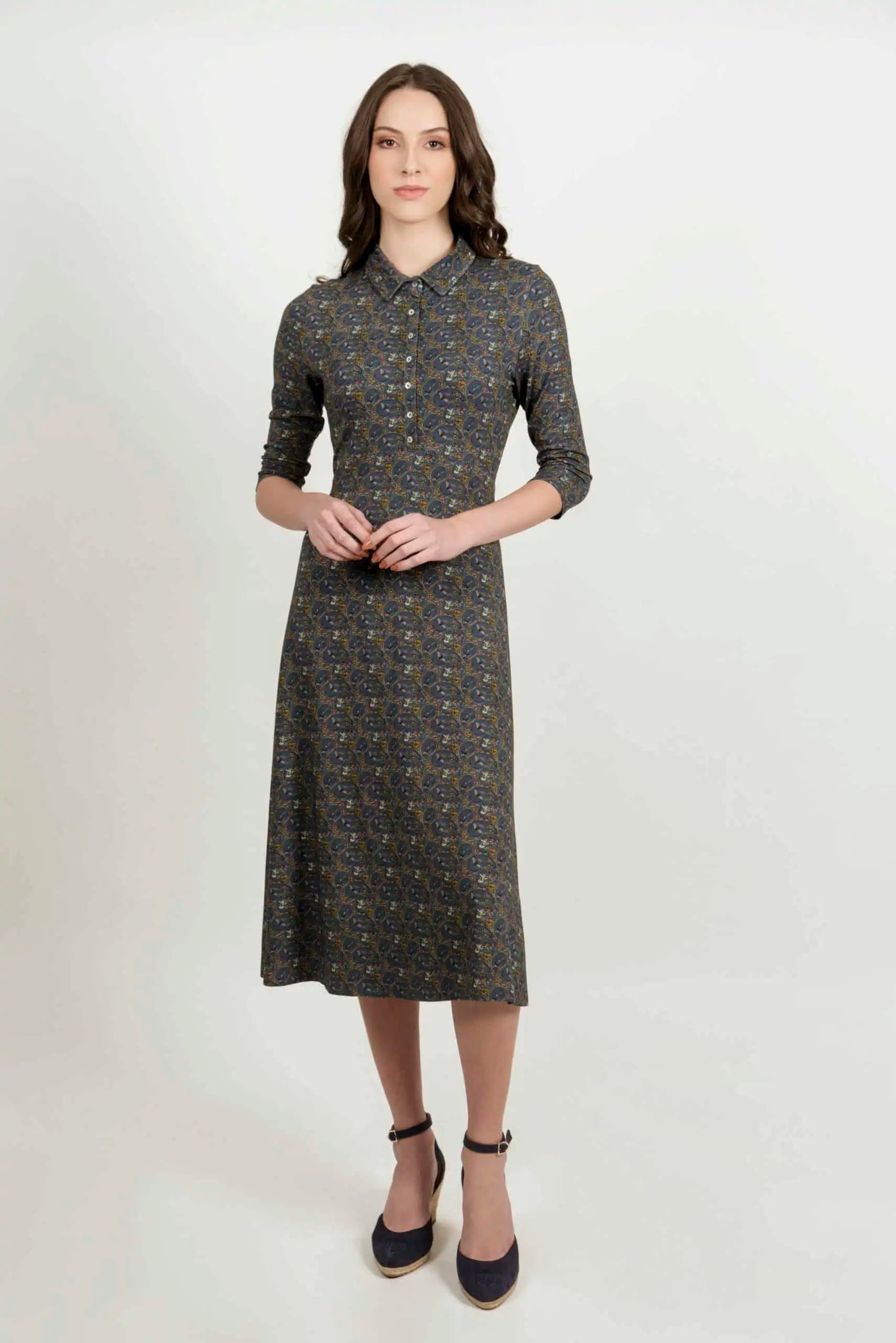 Sophie Dress - Navy Paisley Pheasants