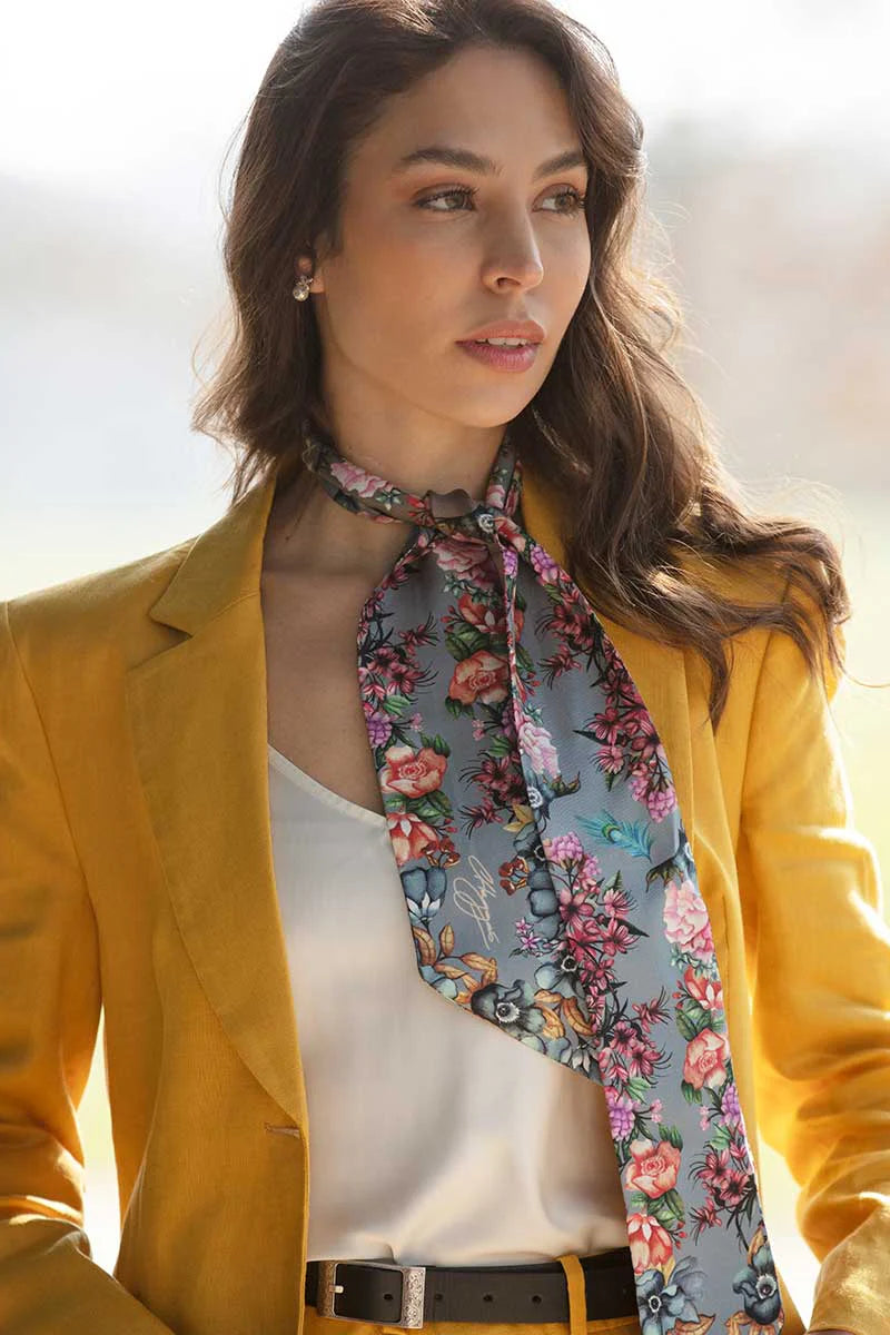 Silk Twilly - Airs & Graces - Dove Grey/Truffle