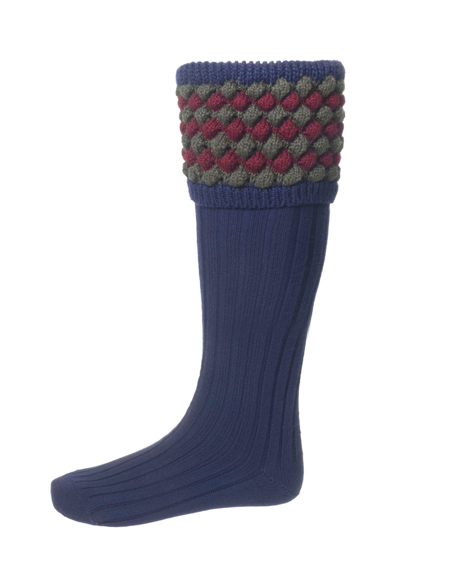 Angus Socks with Garter Ties - Navy