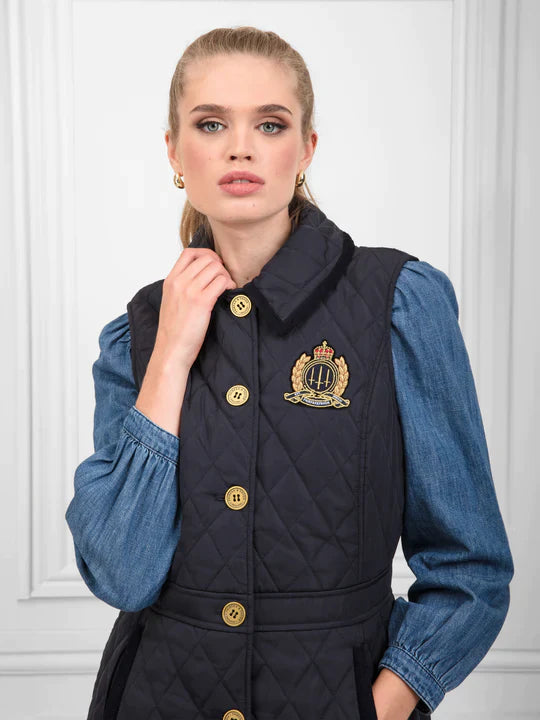 The Bella Quilted Gilet - Navy