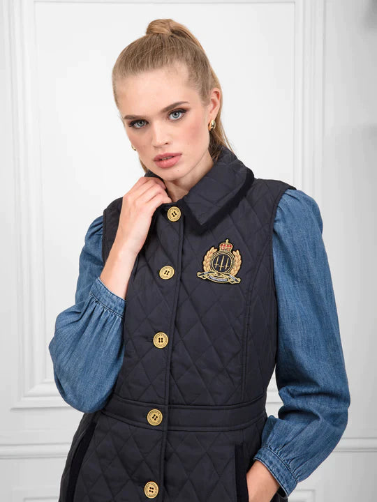 The Bella Quilted Gilet - Navy