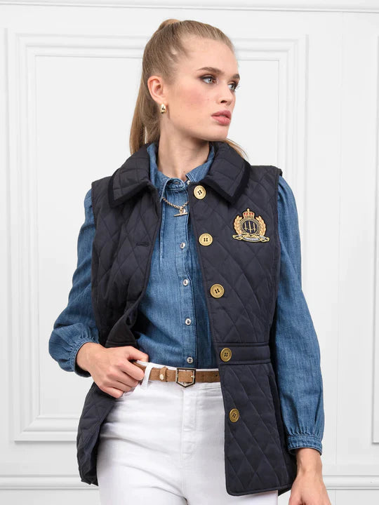 The Bella Quilted Gilet - Navy