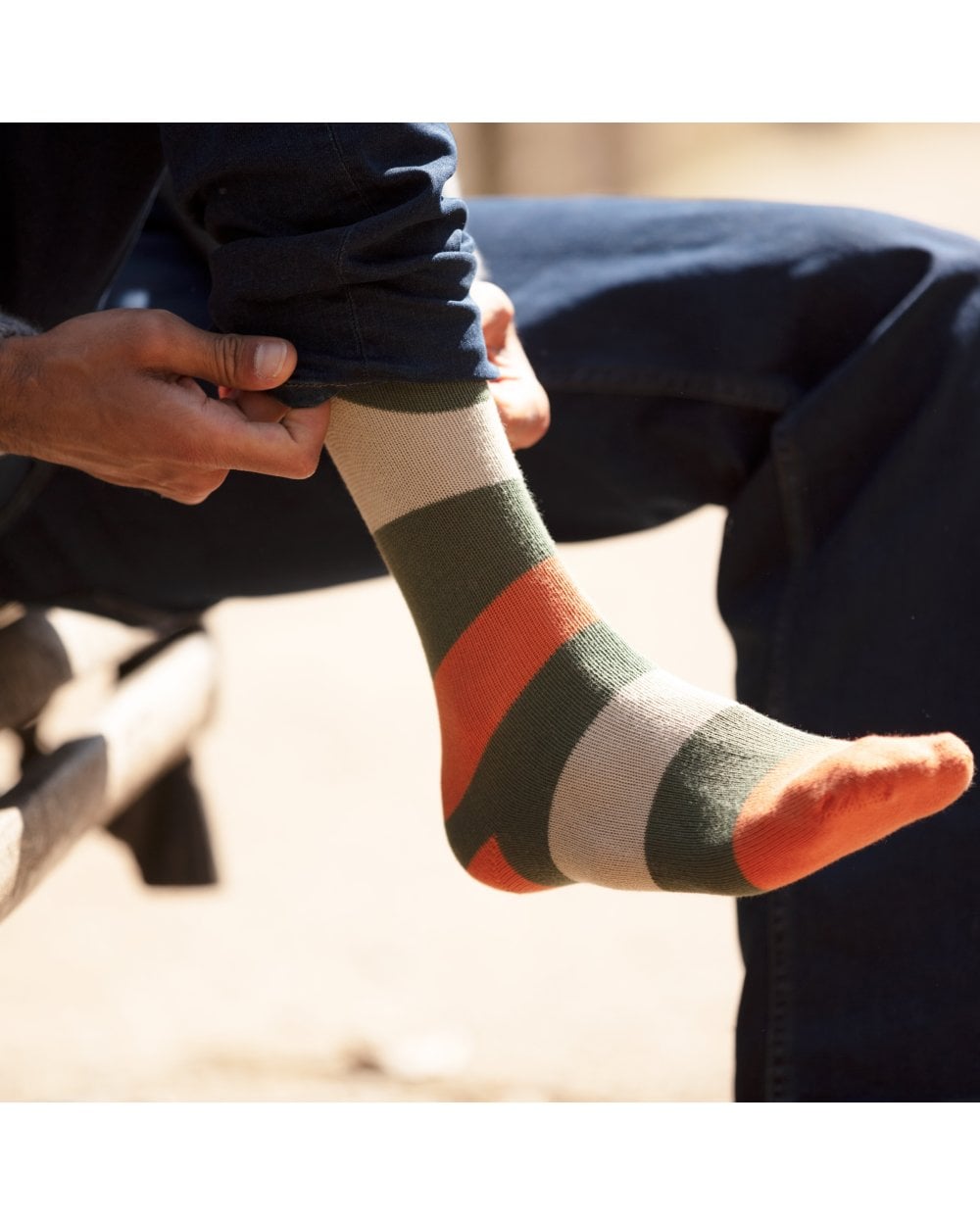 Bold Stripe Short Socks - Burnt Orange