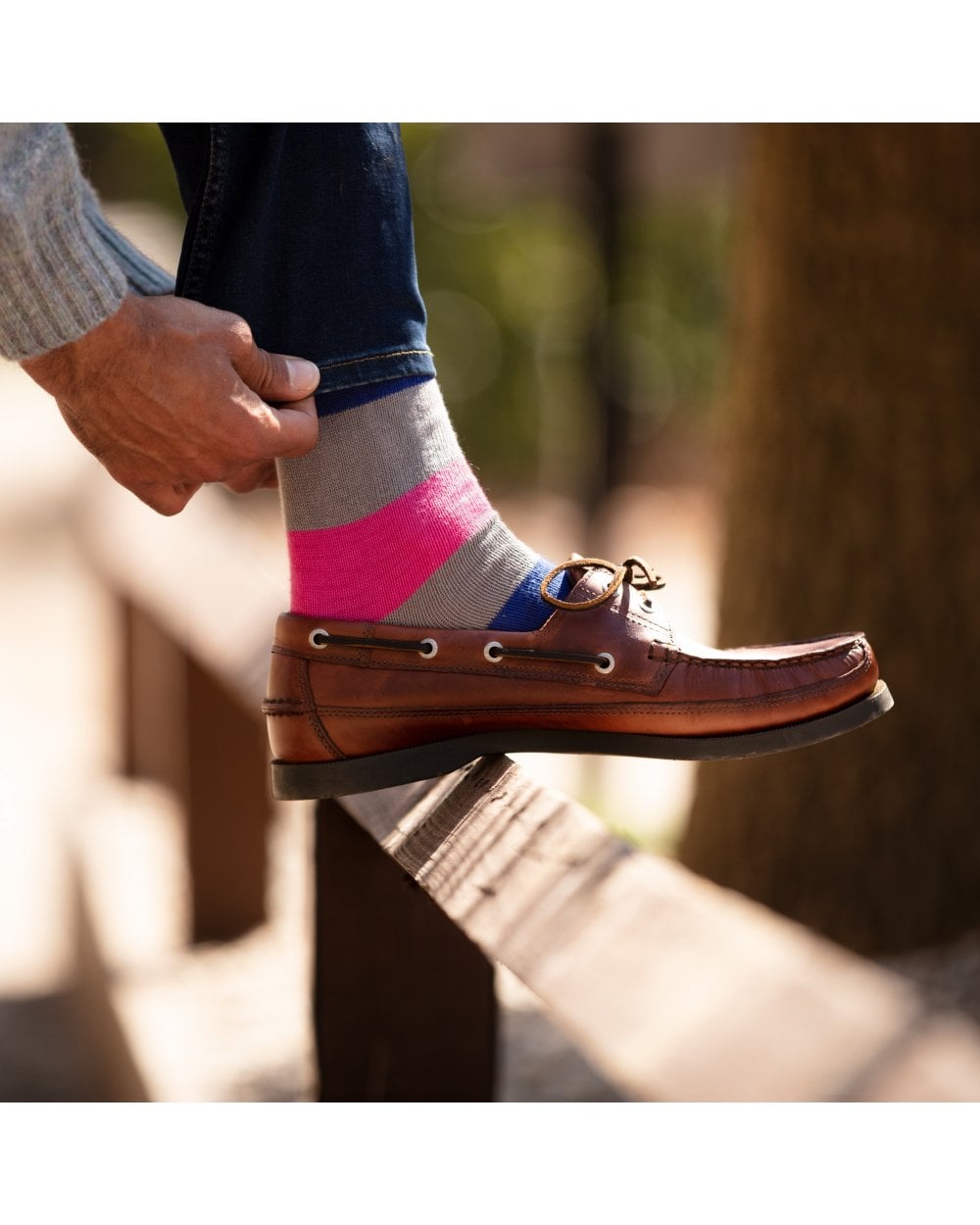 Bold Stripe Short Socks - Clematis