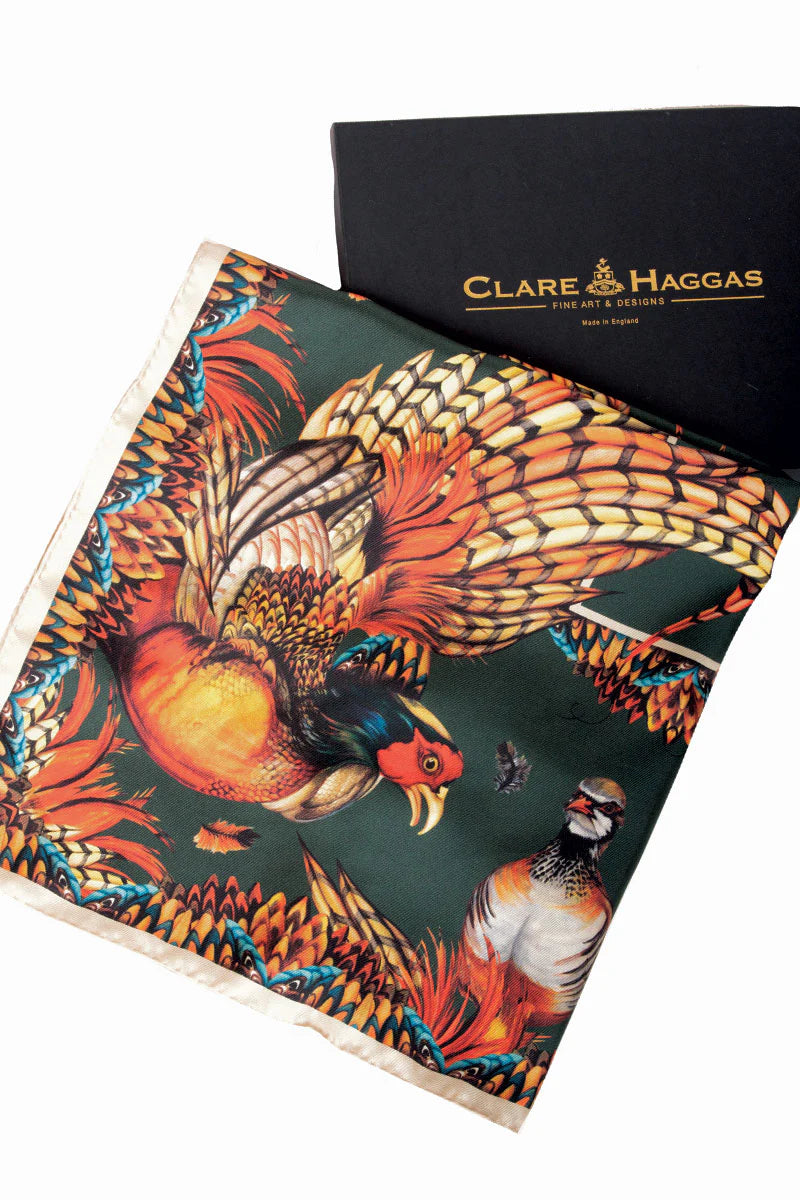 Silk Scarf 'Heads or Tails' - Khaki