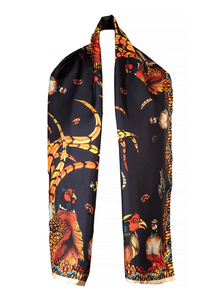 Silk Scarf 'Heads or Tails' - Navy