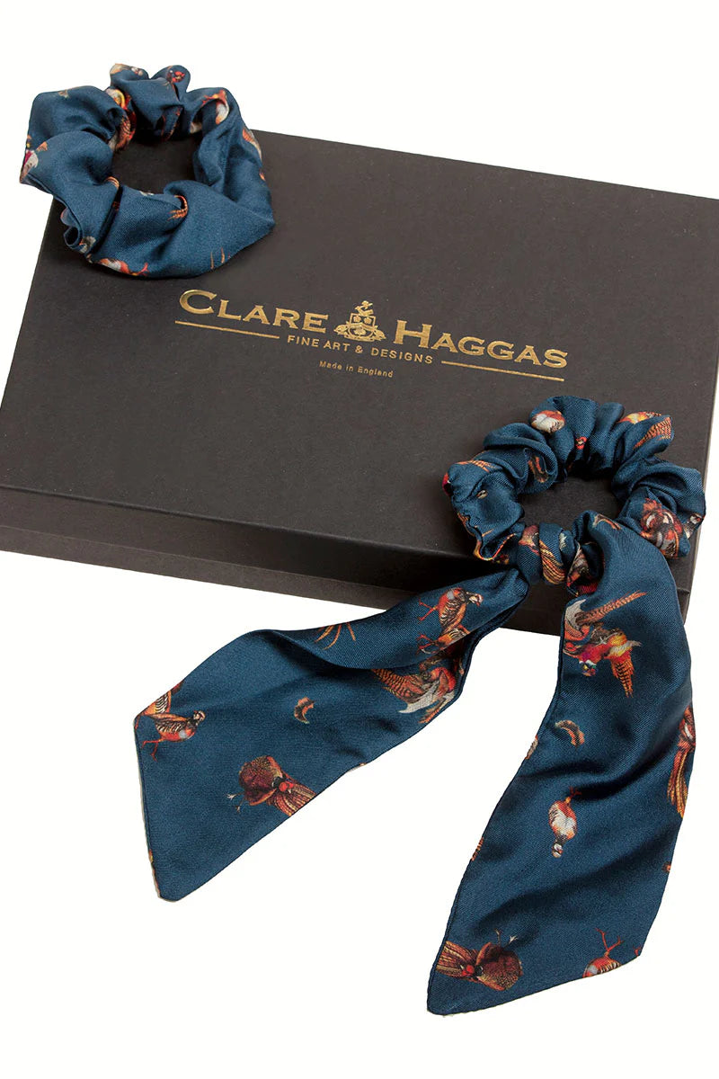 Silk Scrunchie - Game Bird - Navy