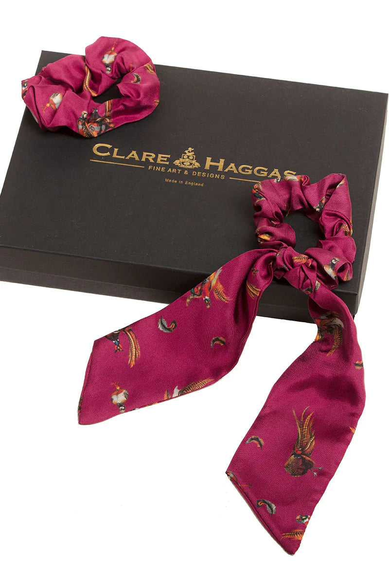 Silk Scrunchie - Game Bird - Mulberry