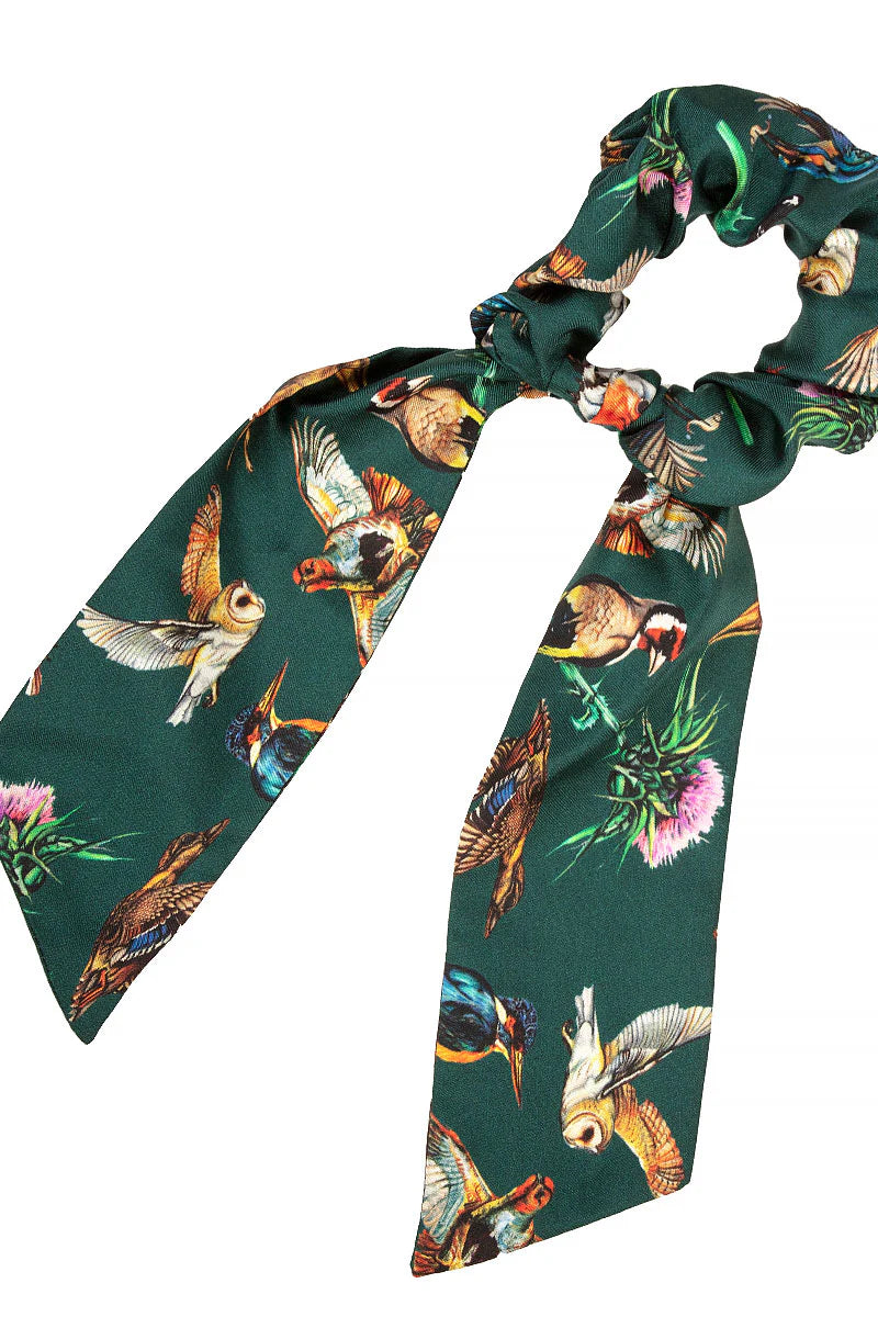 Silk Scrunchie - 'Walk on the Wild Side' - Forest Green