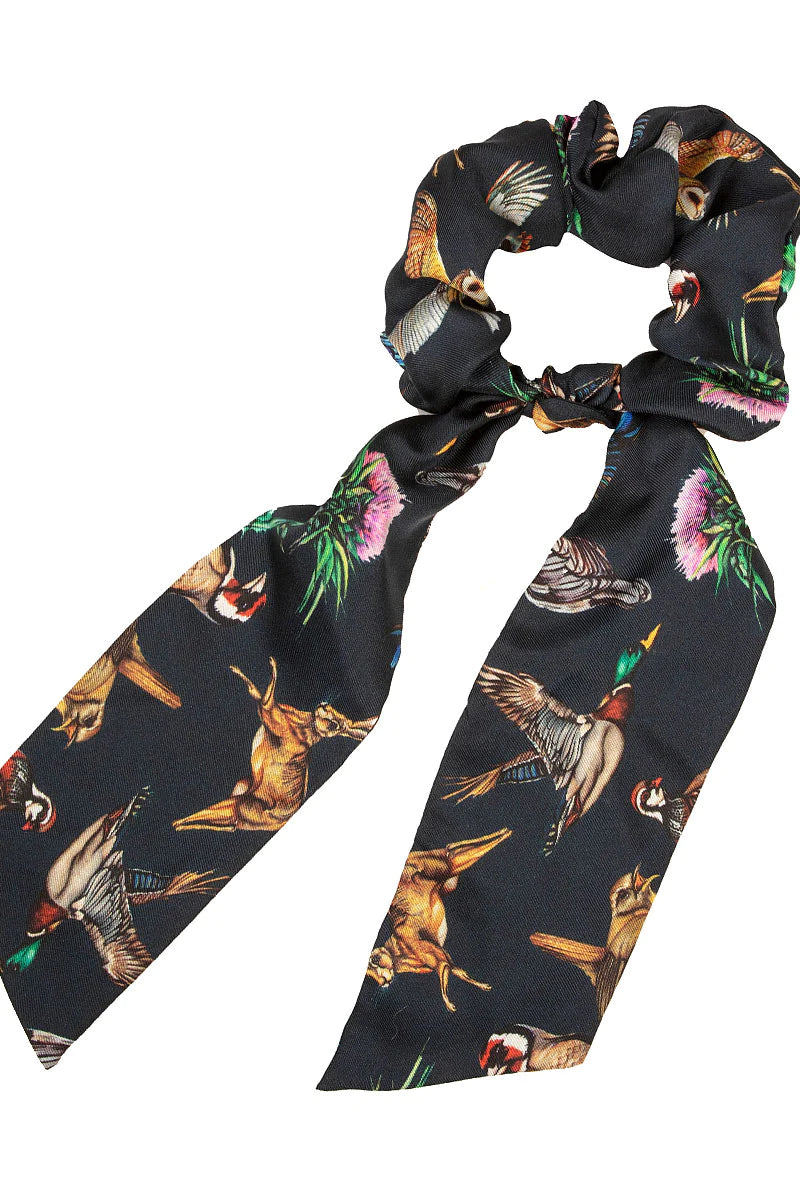 Silk Scrunchie - Walk on the Wild Side - Navy