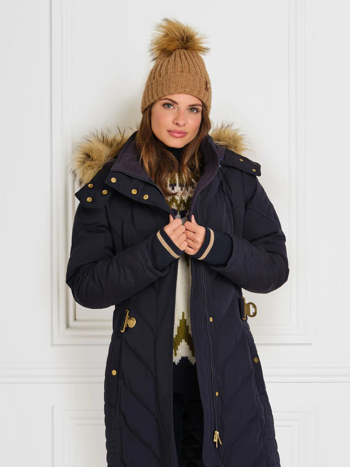 Charlotte Padded Longline Coat - Navy