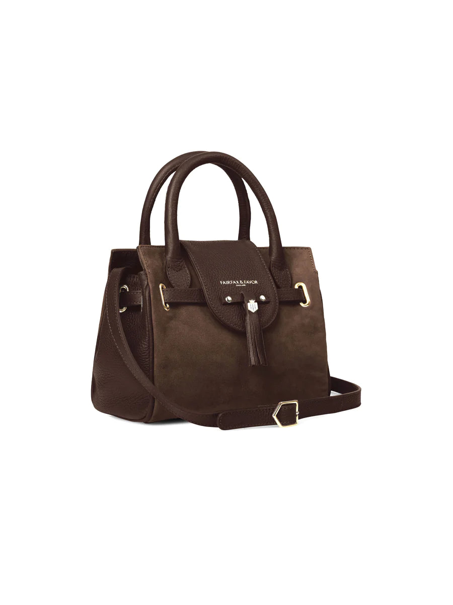 Mini Windsor Handbag - Chocolate Suede