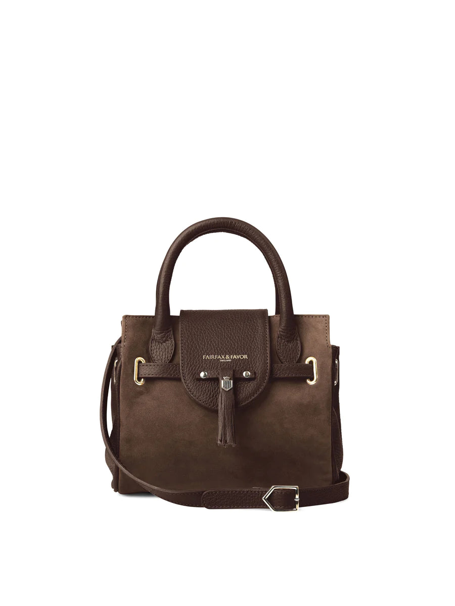 Mini Windsor Handbag - Chocolate Suede