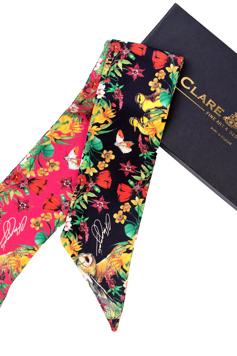 Silk Twilly - Dreams Can Come True - Peony/Ebony