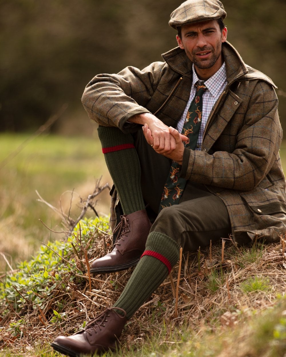 Estate Socks - Spruce & Brick Red