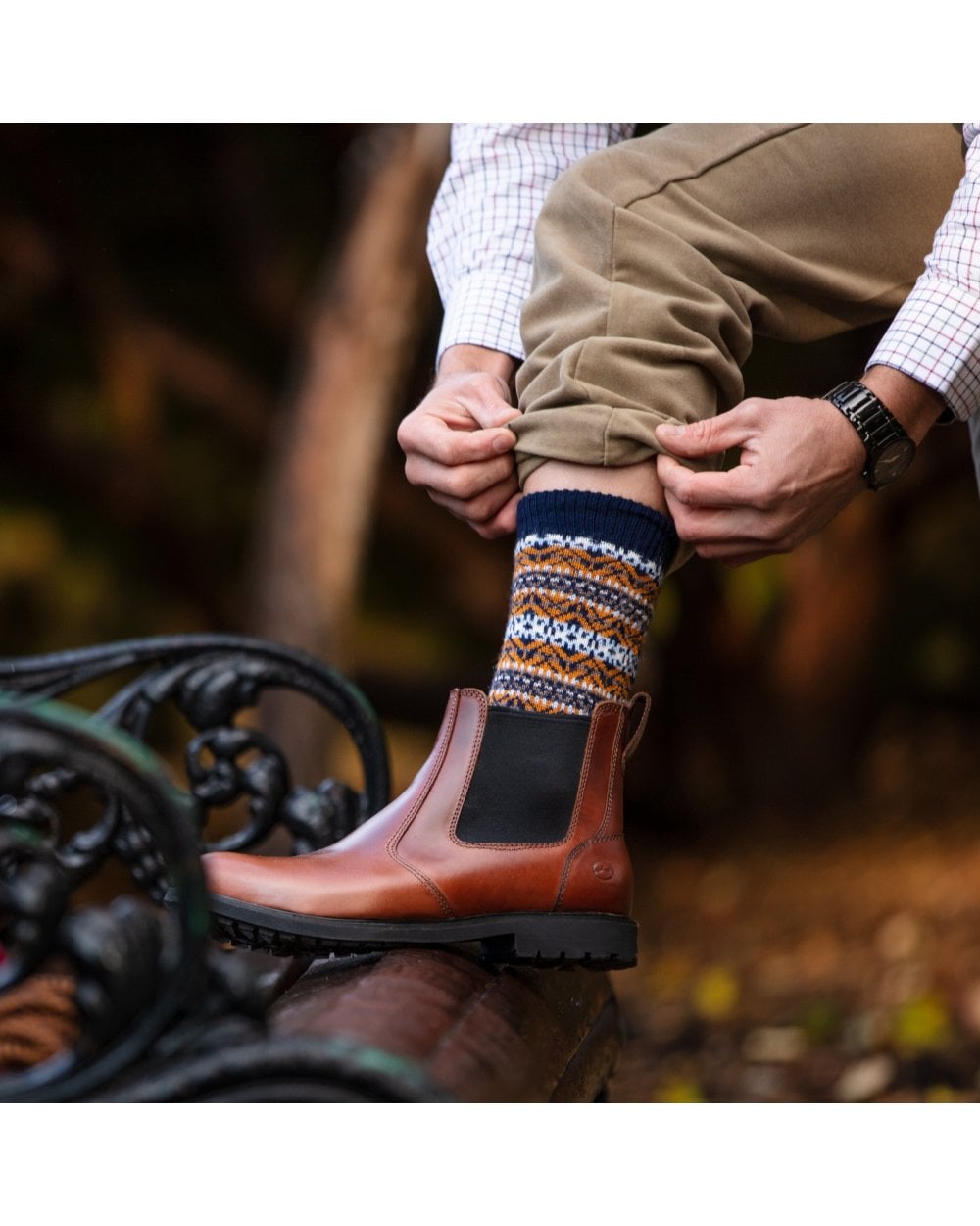 Fairisle Short Socks - Navy