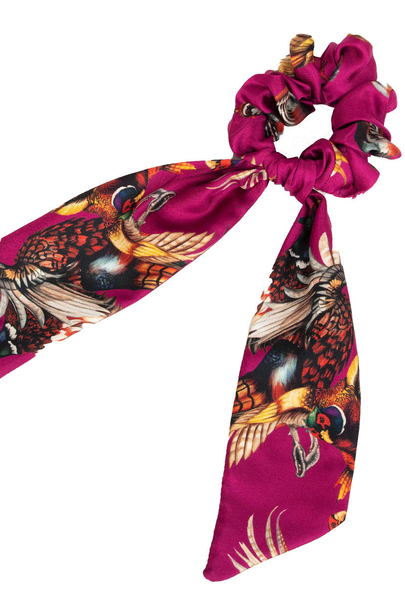 Silk Scrunchie - Game Bird - Magenta