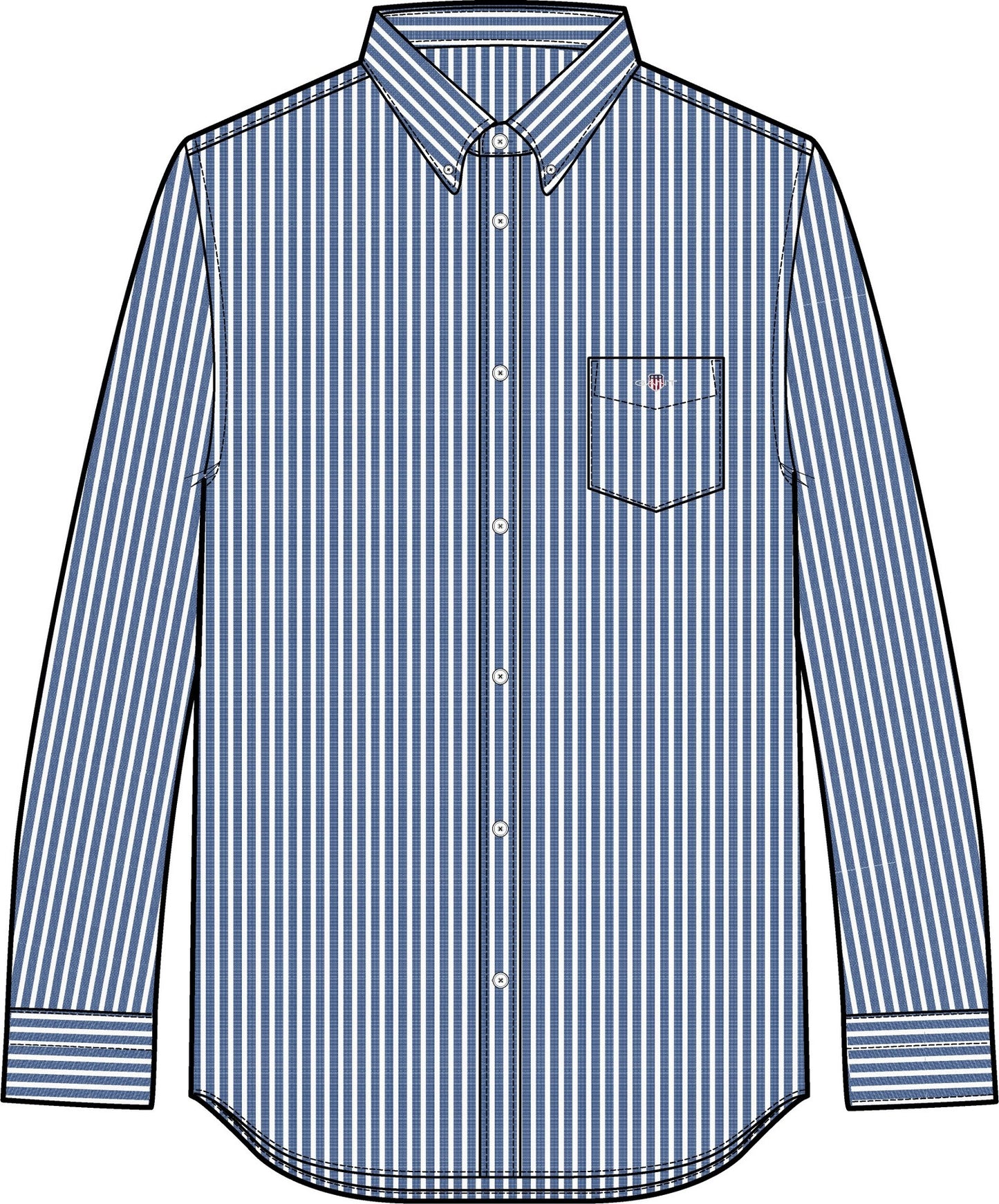 Regular Fit Striped Poplin Shirt - College Blue