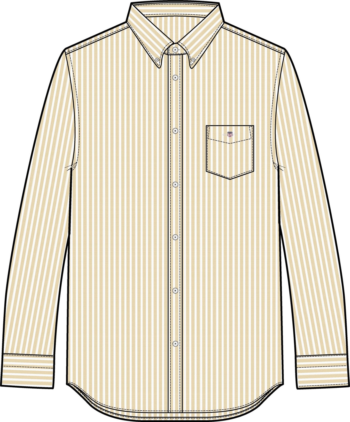 Regular Fit Striped Poplin Shirt - Parchment Yellow