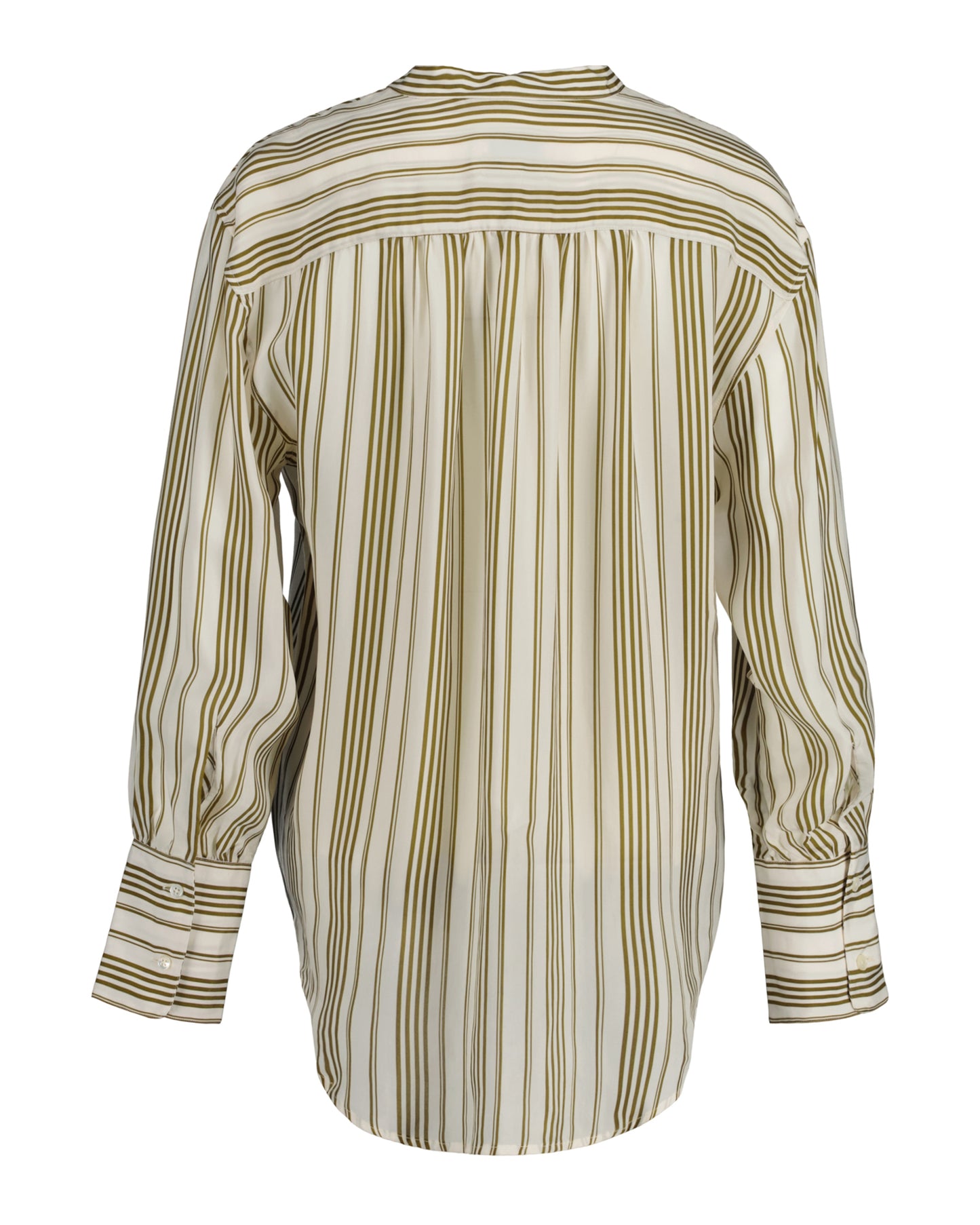 Striped Stand Collar Shirt - Warm Surplus Green