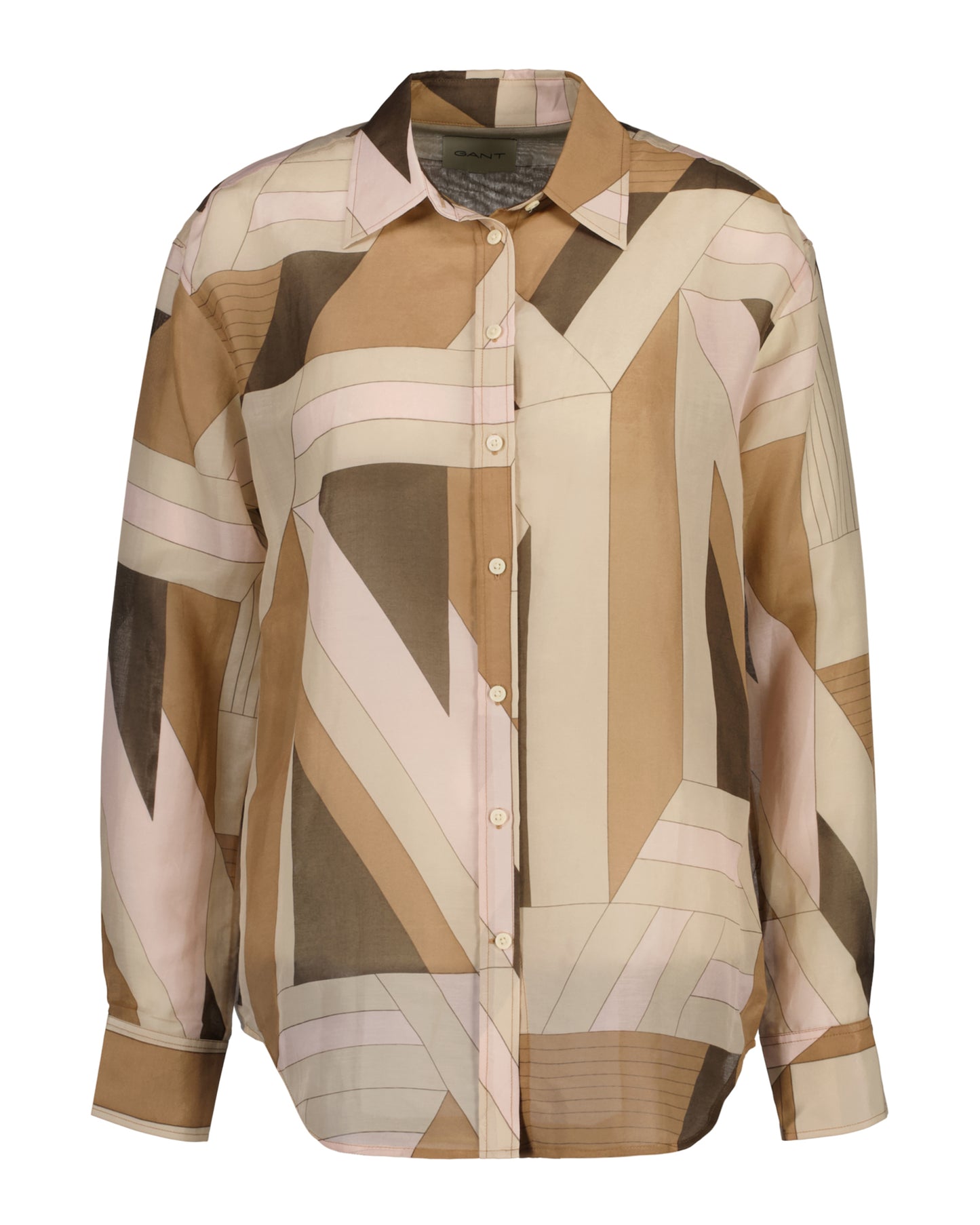 Relaxed Fit Letters Print Cotton Silk Shirt - Roasted Walnut