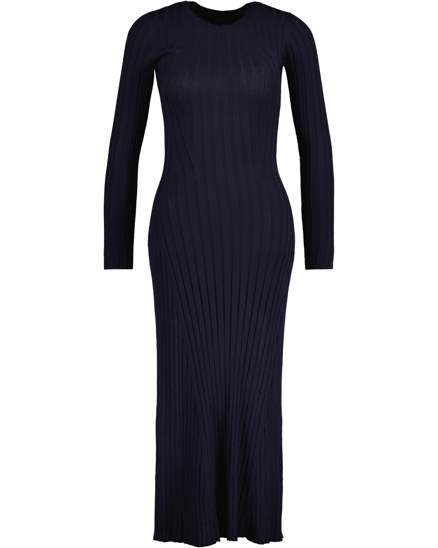 Ribbed C-Neck Dress - Evening Blue