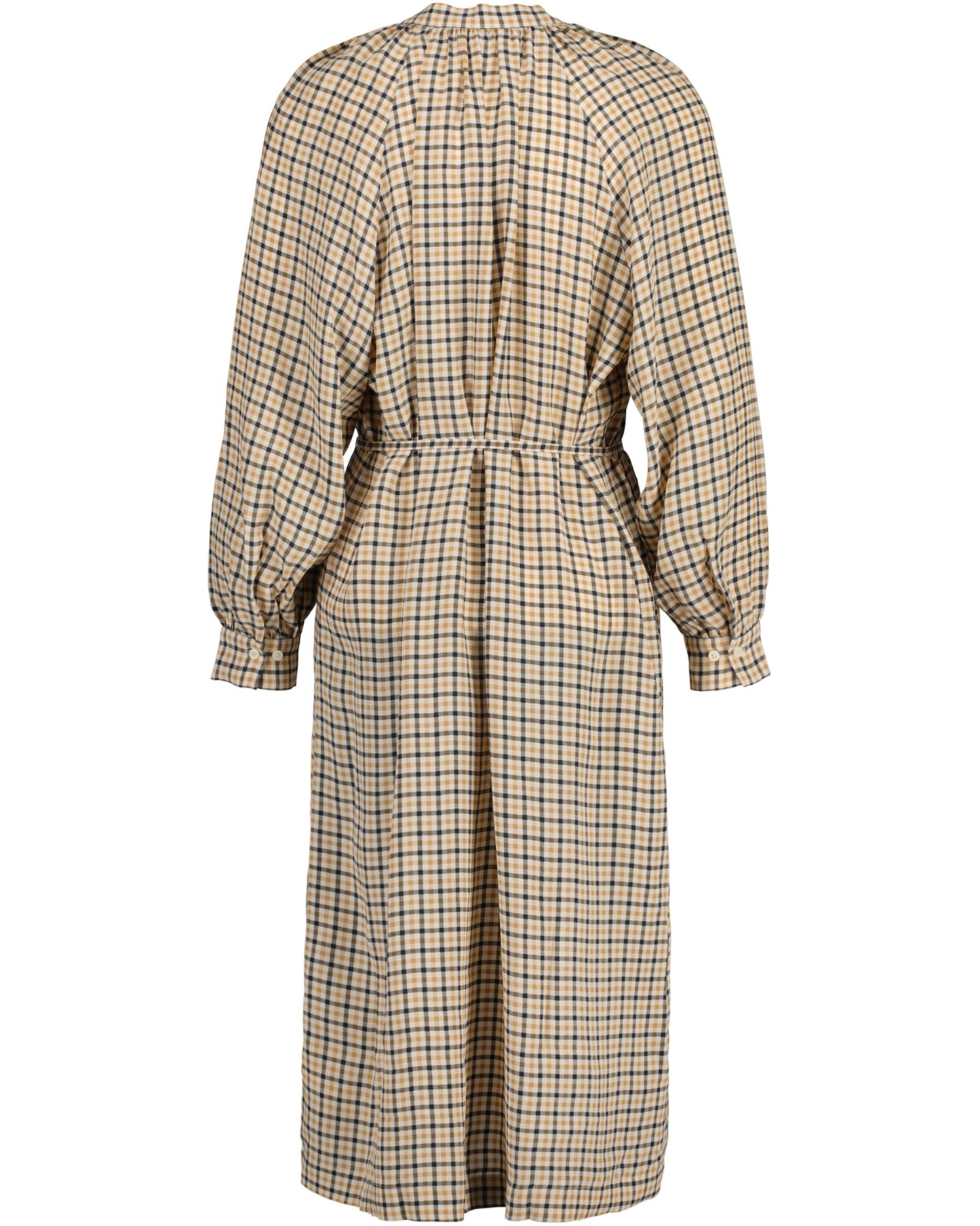 Check Stand Collar Shirt Dress - Toffee Beige