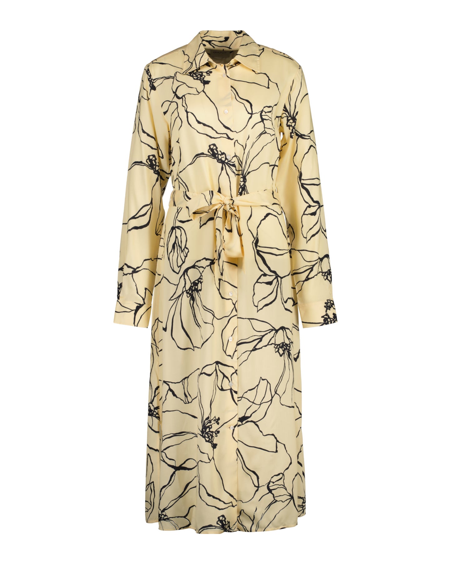 Line Drawing Shirt Dress - Dusty Light Yellow