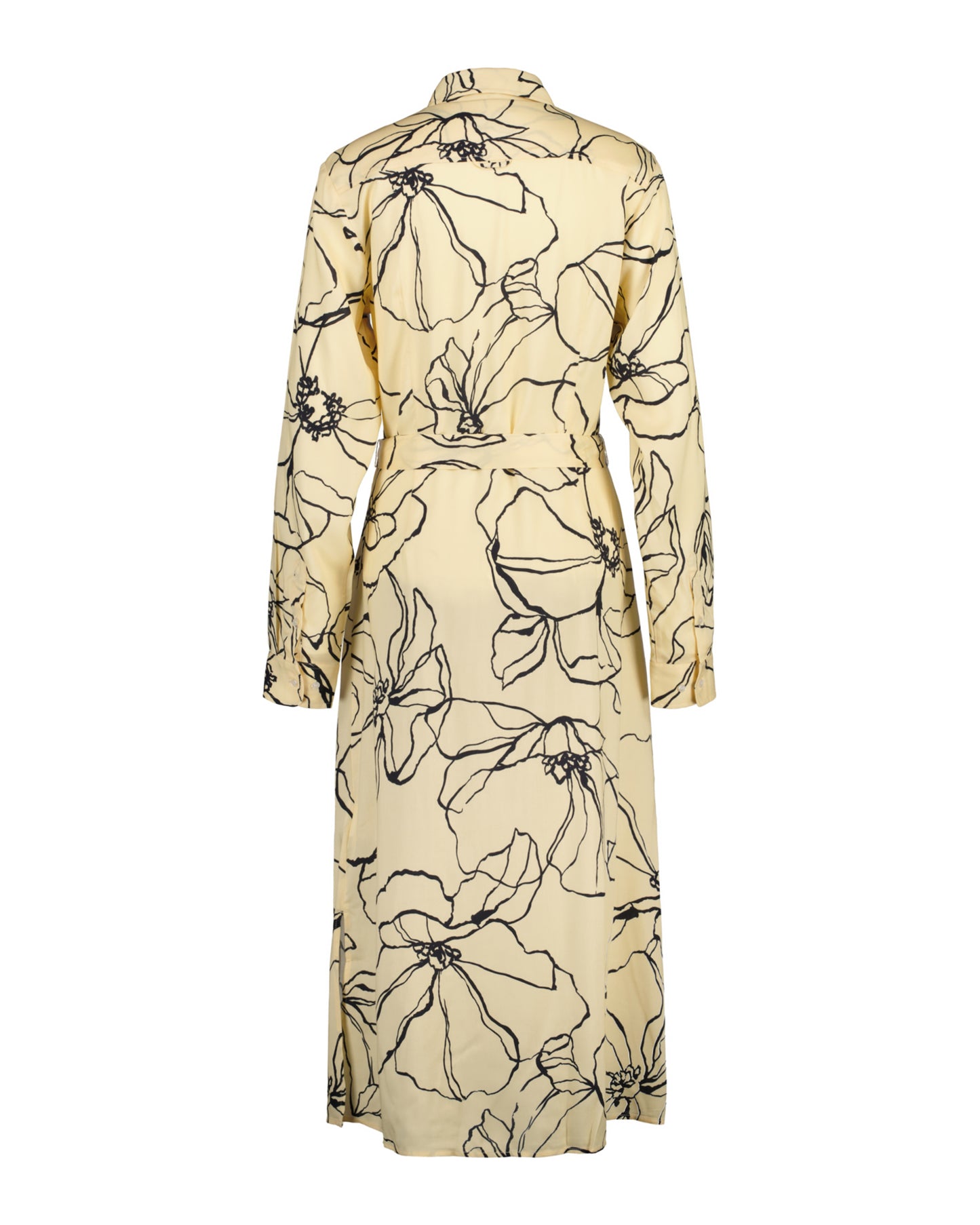 Line Drawing Shirt Dress - Dusty Light Yellow