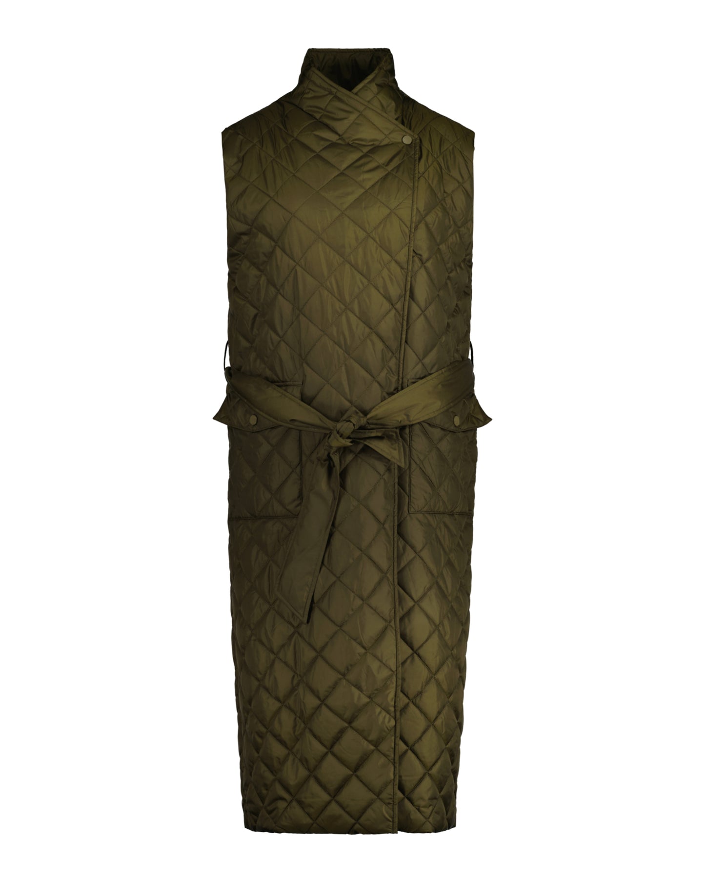 Long Quilted Vest - Dark Cactus