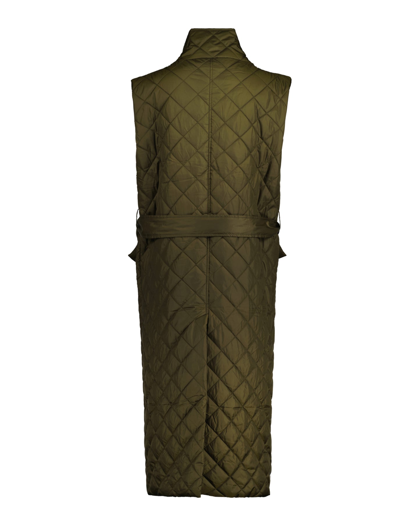 Long Quilted Vest - Dark Cactus
