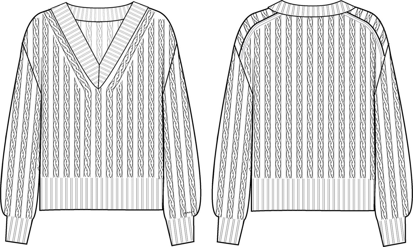 Twisted Cable V-Neck - Roasted Walnut