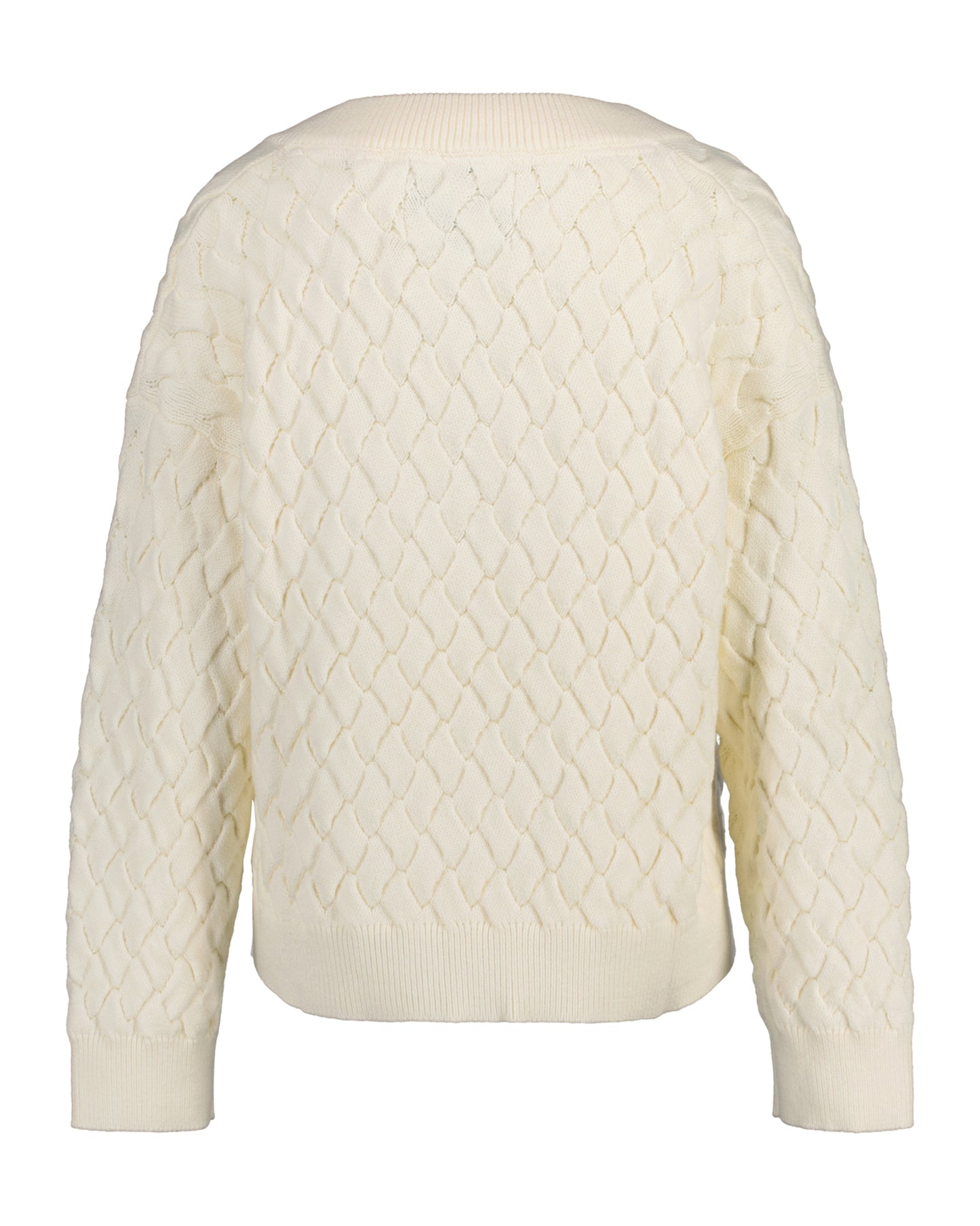 Textured Cotton V-Neck - Cream