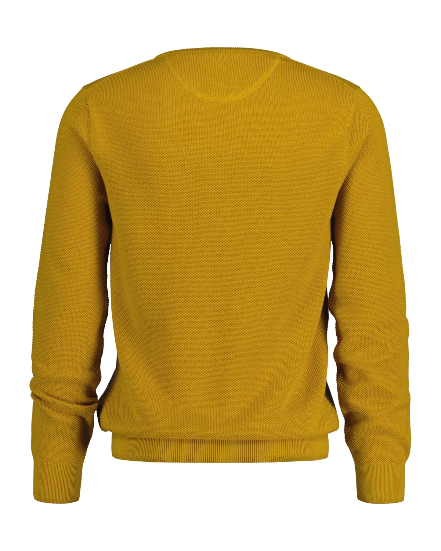 Cotton Piqué Crew Neck Sweater - Dark Mustard Yellow