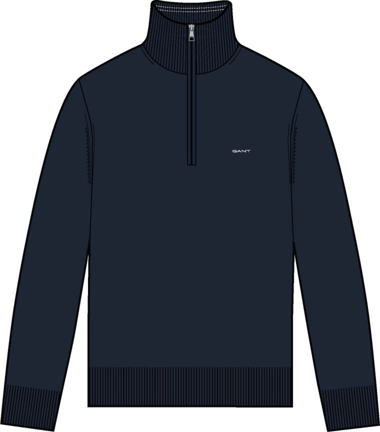 Cotton Piqué Half-Zip Sweater - Evening Blue